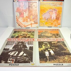 Vintage 1983 Star Wars Return of the Jedi Tray Puzzle Lot Craft Master Ewoks 6pc